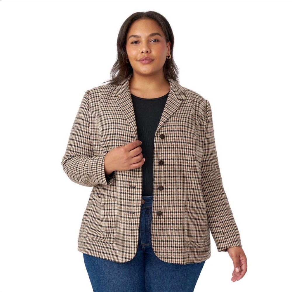 Women's Tan Plaid Blazer